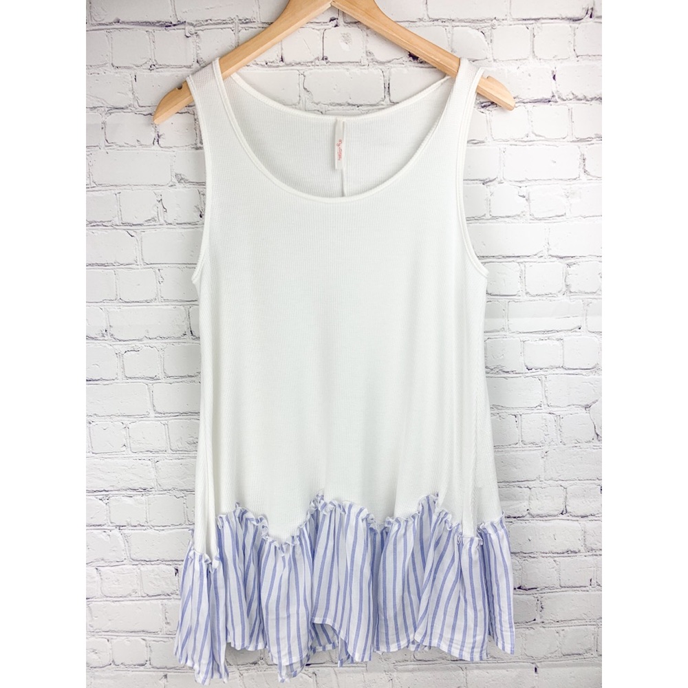 WHITE TANK TOP WITH RUFFLE HEM NWT
